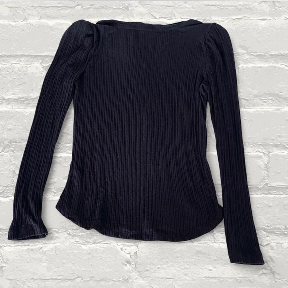 Democracy navy blue ribbed long sleeve shirt - Picture 3 of 3